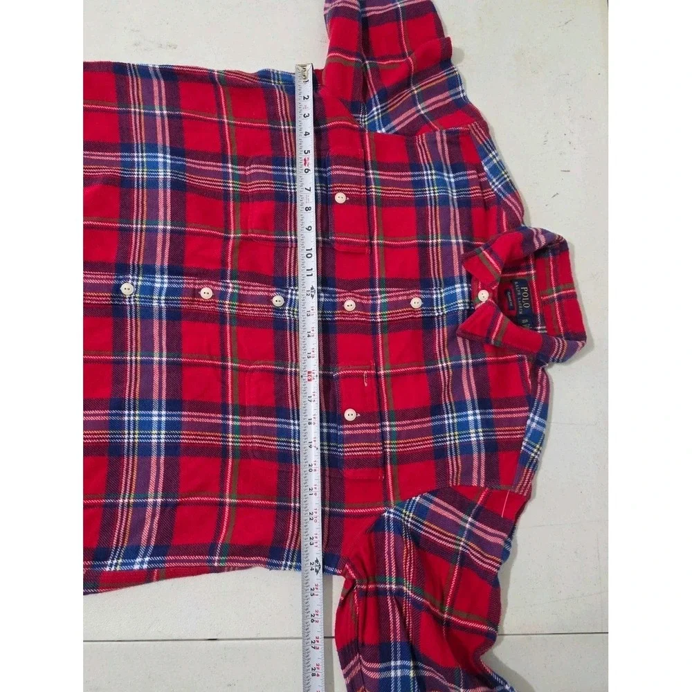 Polo Ralph Lauren Flannel Shirt Shacket Mens XL Classic Fit Red Blue Plaid LS
